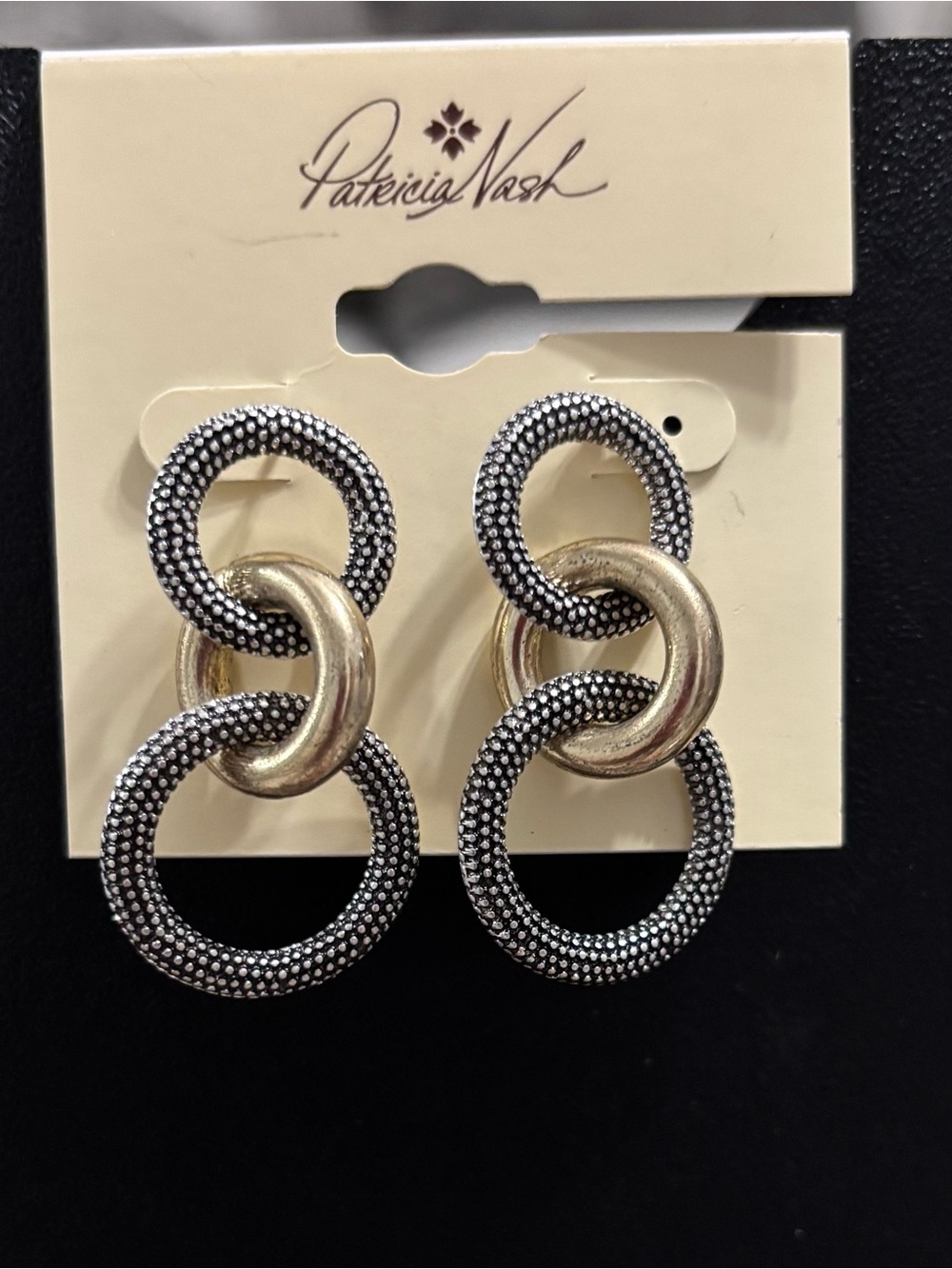 Patricia Nash Two-Tone Textured Link Drop Earrings
